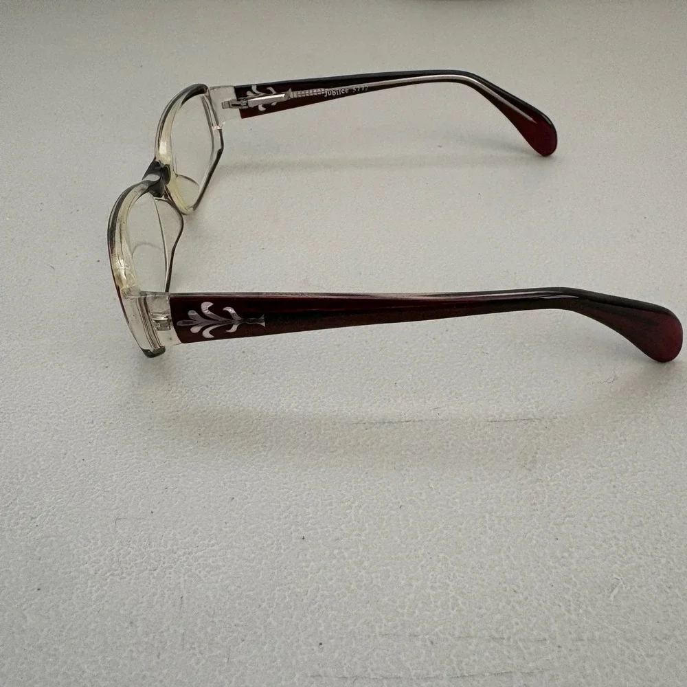 Jubilee 5777 Rectangular Eyeglass Frames Burgundy Filigree Detail 52-16-135